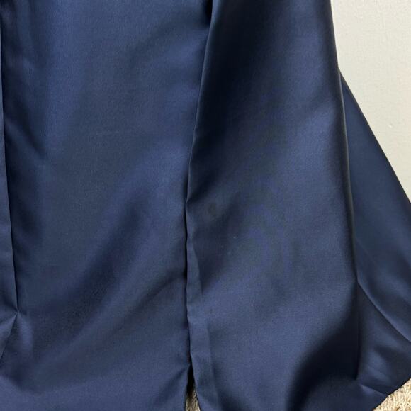 ALFRED SUNG D751 Midnight Navy NWT Off the Shoulder Criss Cross Back Satin Dress - Picture 9 of 15